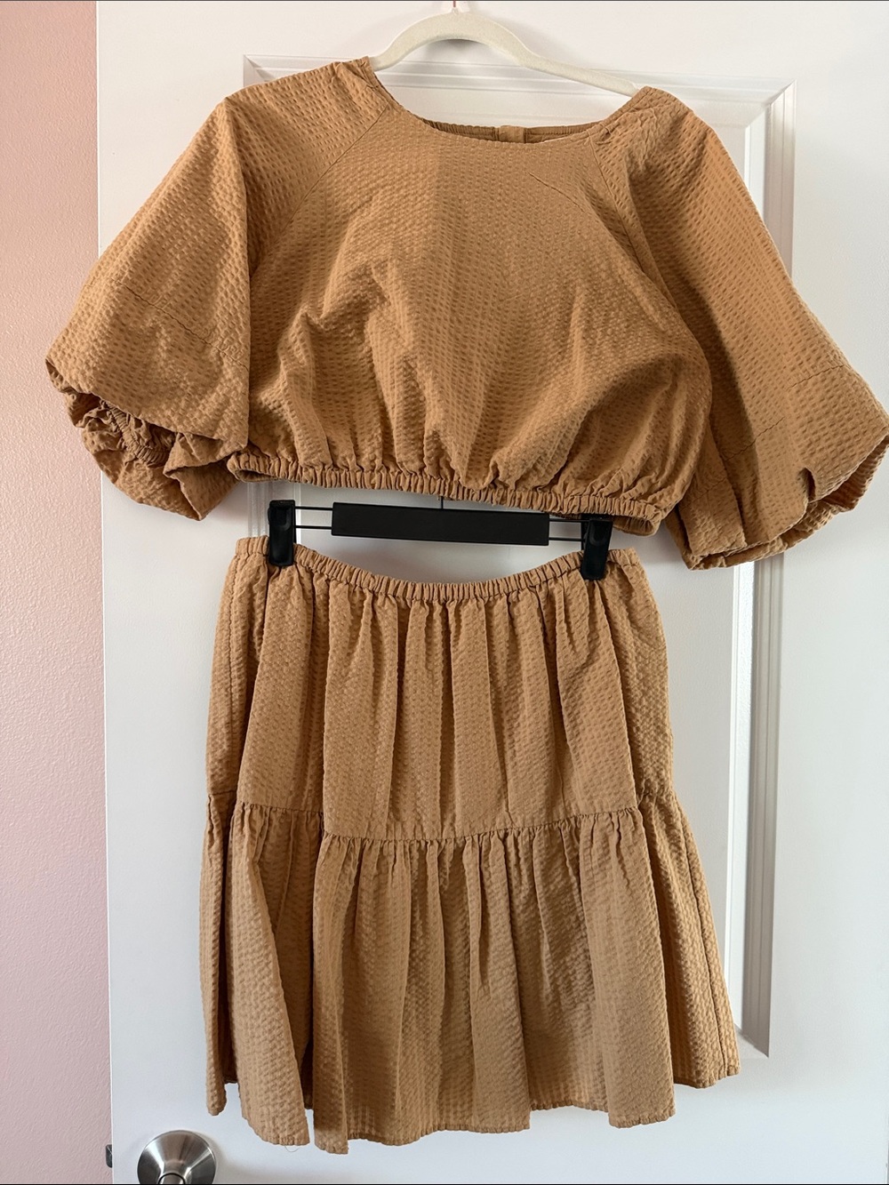 Women’s Tan Tiered Elastic Waist Skirt - Lightweight Summer Style